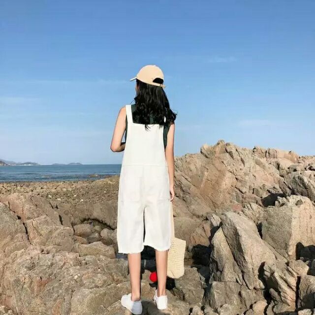 Quần yếm nữ trắng thuần khiết cá tính Ulzzang | BigBuy360 - bigbuy360.vn