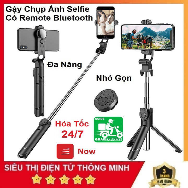 Tripod Bluetooth 3 Chân, Kiêm Gậy Chụp Hình Tự Sướng XT02 Đa Năng Thế Hệ Mới - Xoay Được Dọc Ngang Điện Thoại