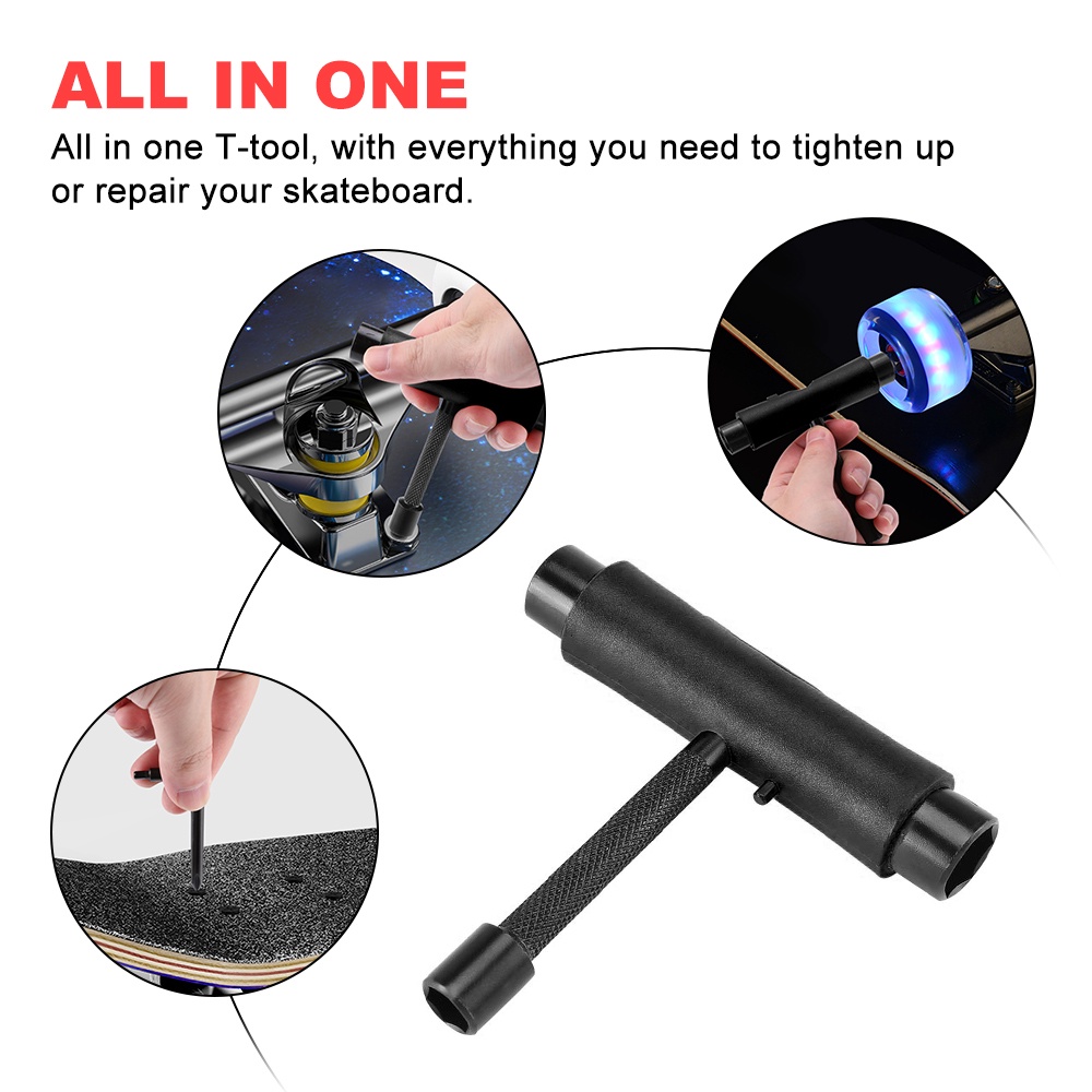 Tua vít đa chức năng T-Shaped Trượt băng Tất cả trong một Dụng cụ sửa chữa tuốc nơ vít Tua vít Phụ kiện ván trượt