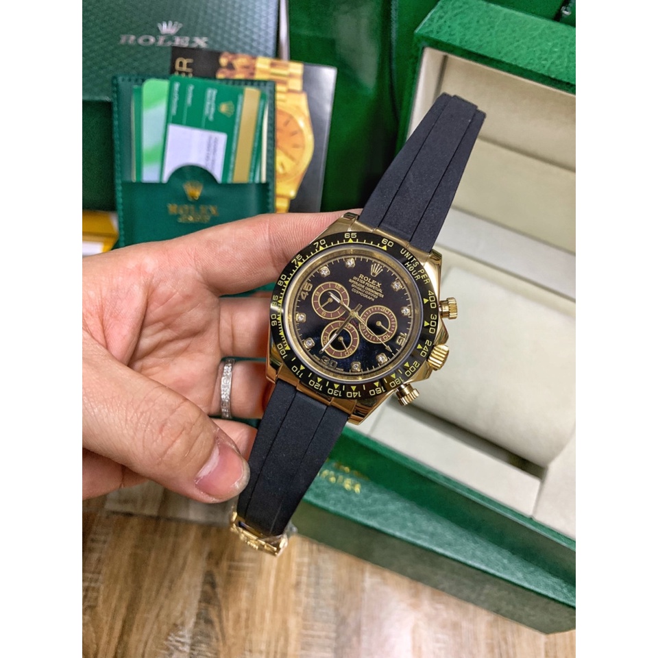 Đồng hồ nam Rolex mặt tròn đính viền đá sang trọng máy cơ cao cấp chống nước DH552 - Shop306