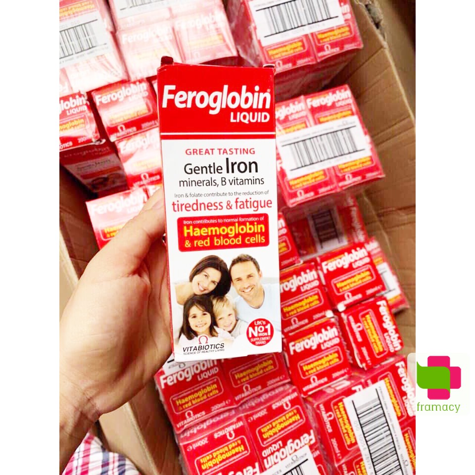 Sắt nước Feroglobin Liquid, Anh  hỗ trợ tái tạo hồng cầu ngừa thiếu máu cho trẻ từ 3 tuổi trở lên và người lớn