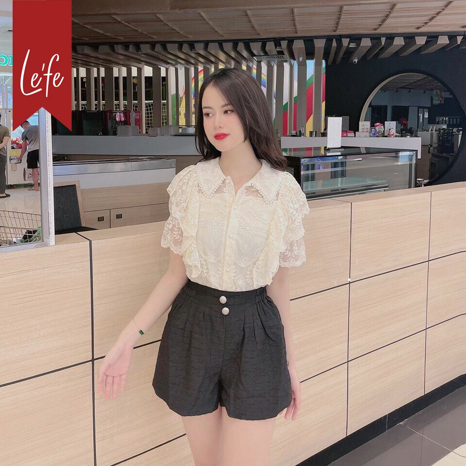 [Mã SKAMLTSW11 giảm 10% đơn 99K] Áo Sơ Mi Nữ Cao Cấp Cổ Đính Ngọc Sang Trọng Chất Ren Mềm Mịn Mát Lefe AK39