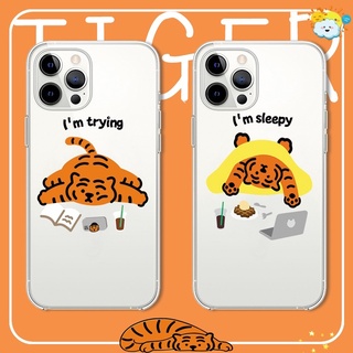 Samsung Galaxy Note 20 Ultra S22 S22+ Plus A03S Poco M4 Pro 11T A13 A33 A53 A73 5G Cute Cartoon Tiger Transparent Silicone Soft Shockproof Case