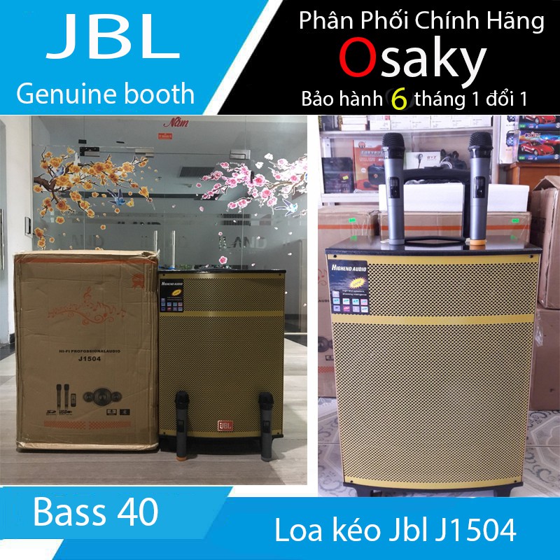 ( Bảo hành 6 tháng ) Loa kéo JBL Bass 40 J1504 - Kèm 02 Micro Không dây - loa kéo karaoke JBL - J1504