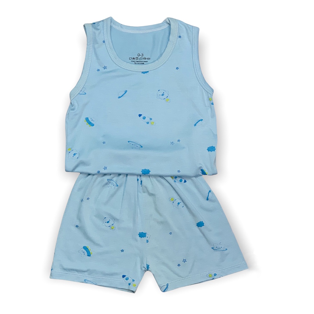 Bộ ba lỗ cho bé trai bé gái LYBABY chất thun lạnh in hình họa tiết BBL06