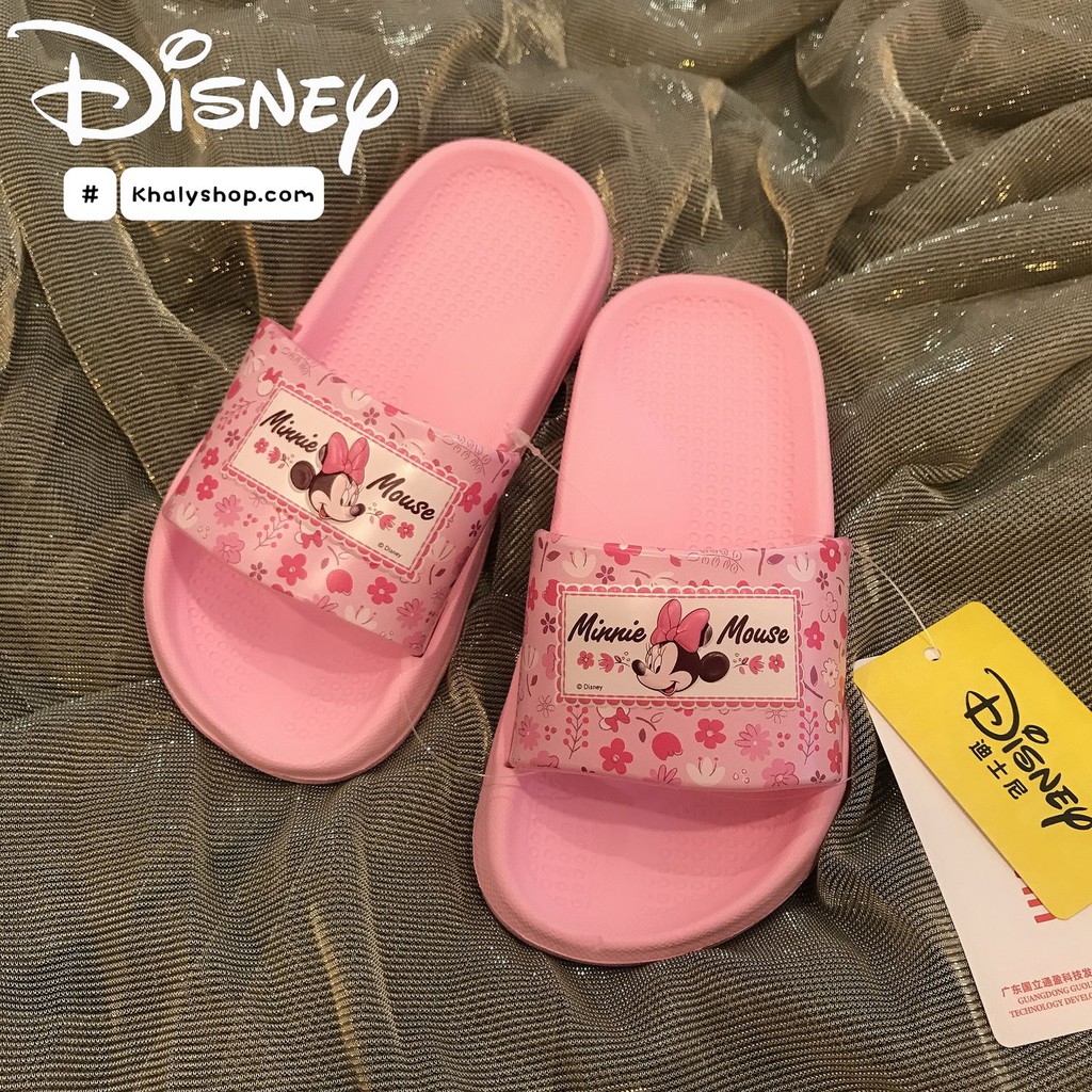 Dép quai ngang hình chuột Minnie Mouse hoa màu hồng lợt có size từ (S26 đến S37) siêu hot cho trẻ em, bé gái - (Disney)