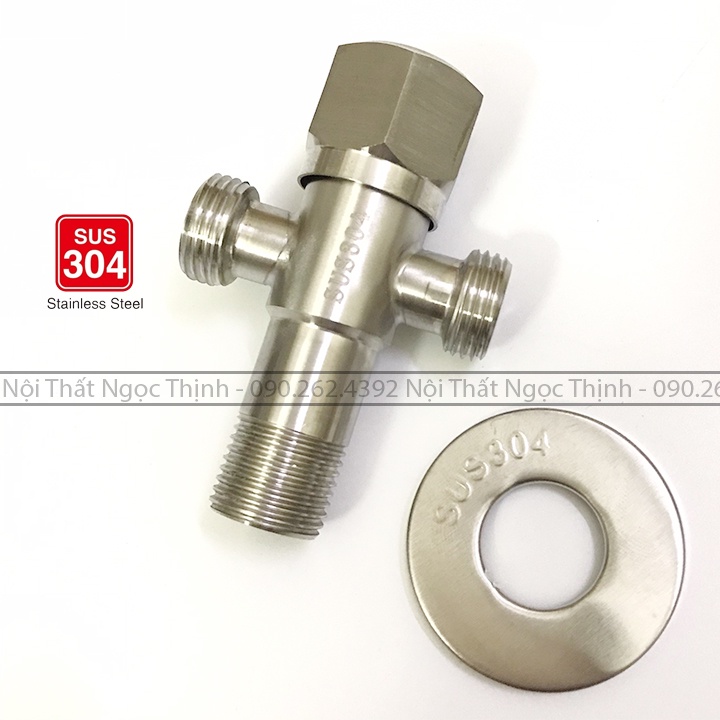 [VAN T DÀY] Van T khóa nước bồn cầu 2 nhánh inox 304