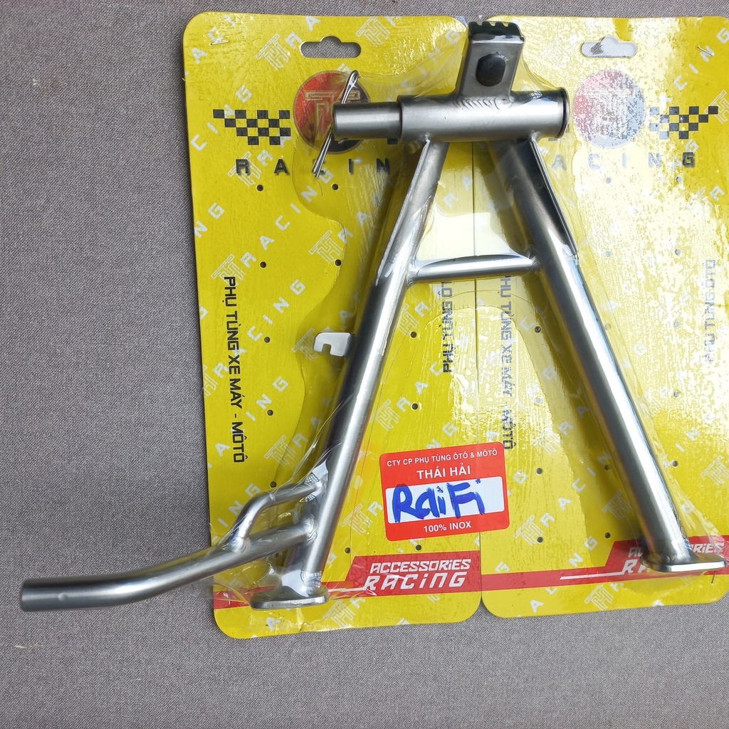 Chống đứng chuẩn inox 304 CNC gắn cho Raider Fi..chống đặc rất chắc tay