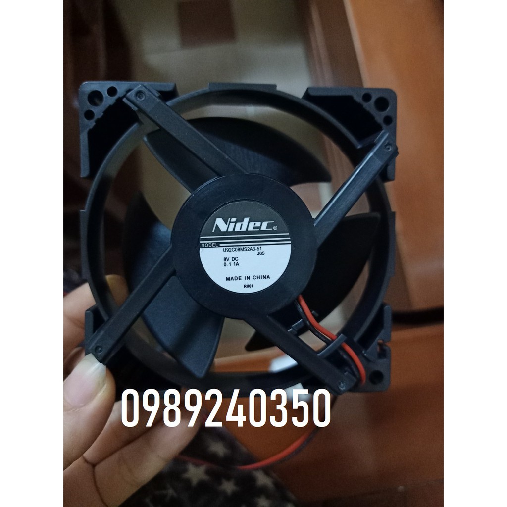 Quạt tủ lạnh Nidec DC8V - 2 dây (hình vuông 9x9cm)