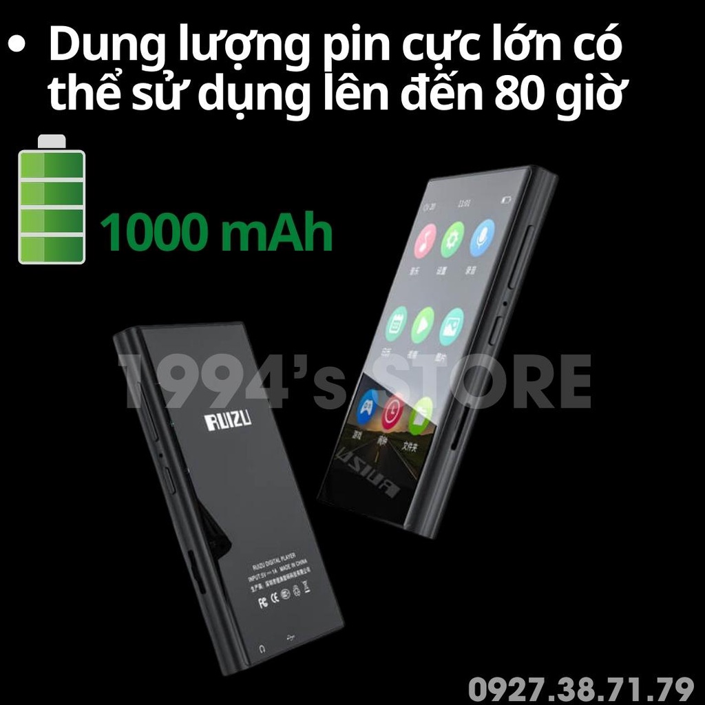 [CÓ SẴN] Máy Nghe Nhạc RUIZU H10 Bluetooth 5.0 Lossless - Bản 2022 - Màn hình lớn có cảm ứng, Bộ nhớ 16Gb - Có loa ngoài