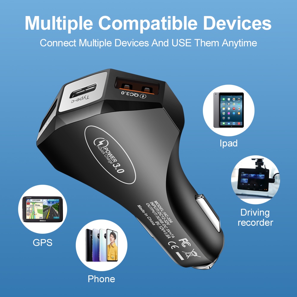 Tẩu Sạc Nhanh 7A USB Type C PD 3.0 Cho ĐT táo 13