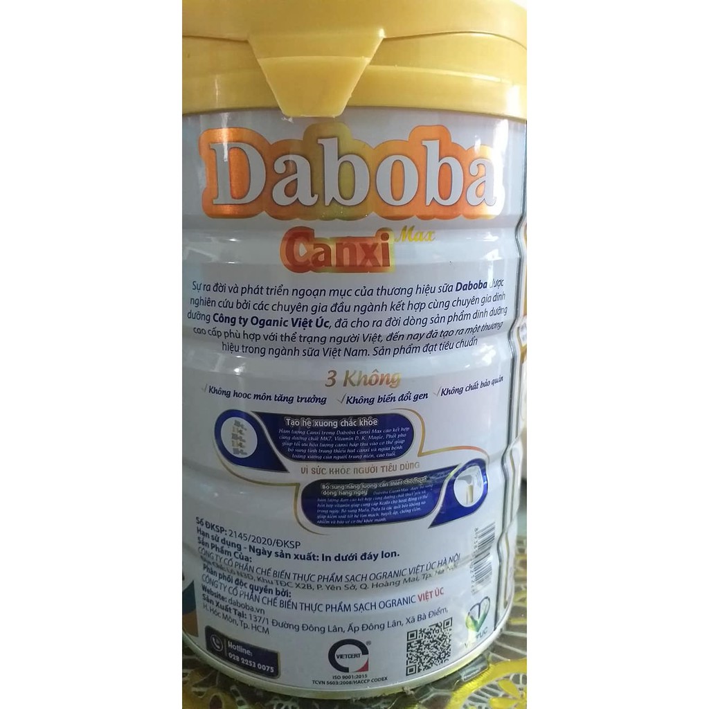 Sữa bột Daboba Canxi max 900g dành cho người 19 tuổi trở lên bổ sung canxi phòng ngừa loãng xương, giúp chắc khỏe xương