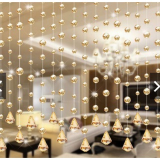 Rèm pha lê 1mx2m màu champane hạt trơn