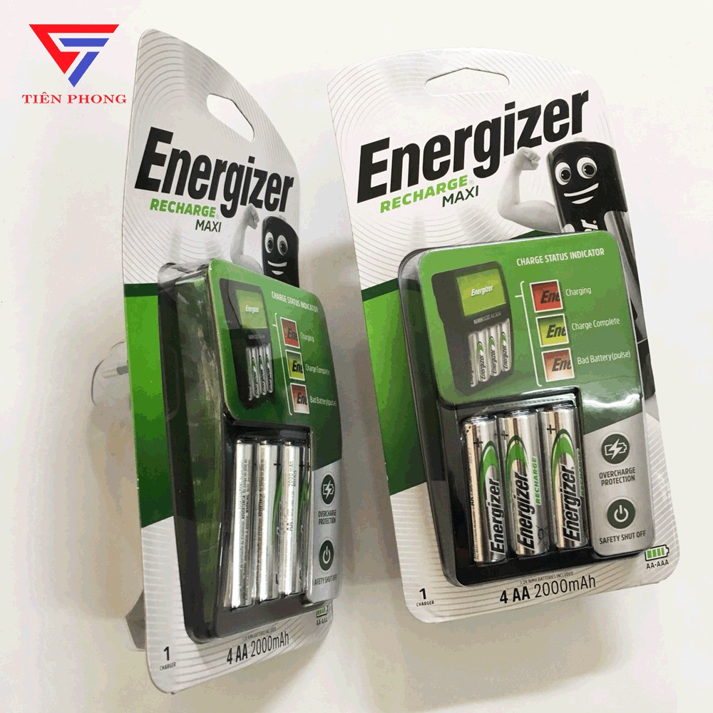 Bộ sạc Energizer Charger kèm 4 pin Energizer AA 2000mAh, tự ngắt sạc (CHVCM4)