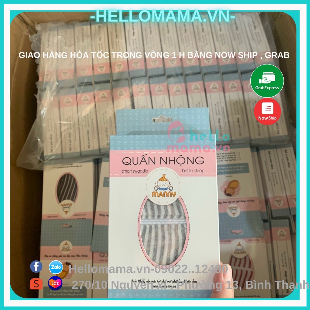 Ủ Nhộng /quấn nhộng  Manny Cao Cấp Chất Mềm Mát Giúp Bé Ngủ Ngon Sâu Giấc, Không Giật Mình