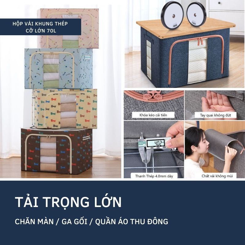 Hộp vải Khung Thép Titan 80L Siêu Lớn không thấm nước