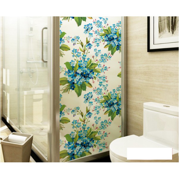 Decal dán kính cao cấp - Hoa Chùm Xanh ( 60x58cm )