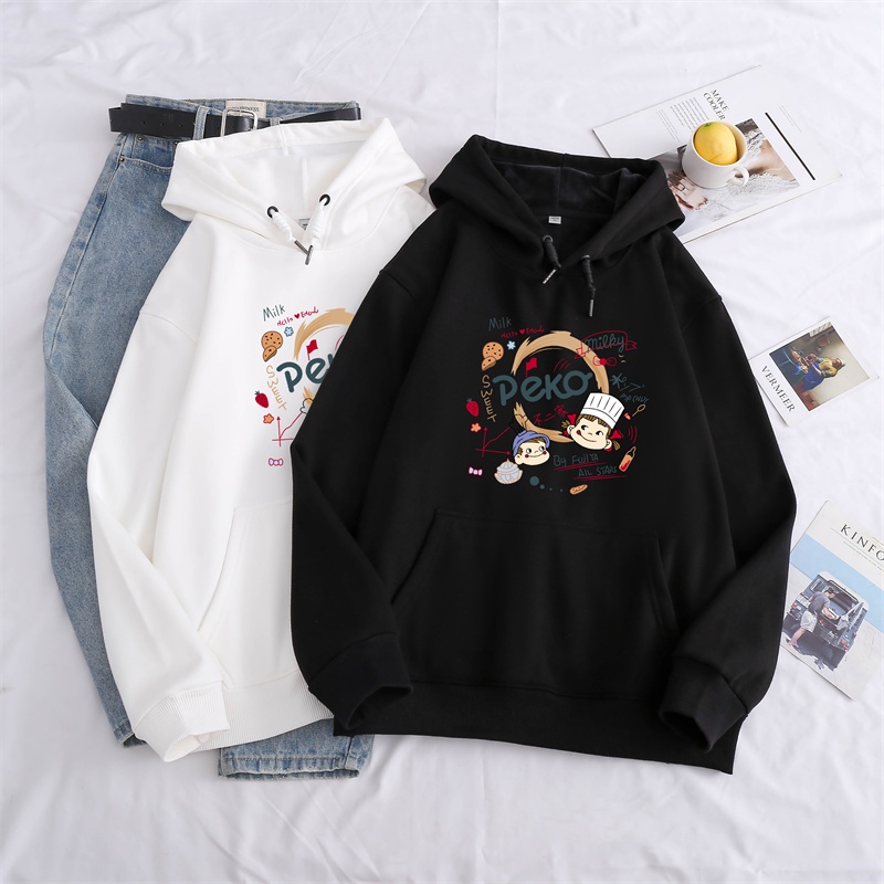 Áo hoodie ZHELIHANGFEI tay dài dáng rộng in họa tiết phong cách thời trang đi học dễ phối đồ