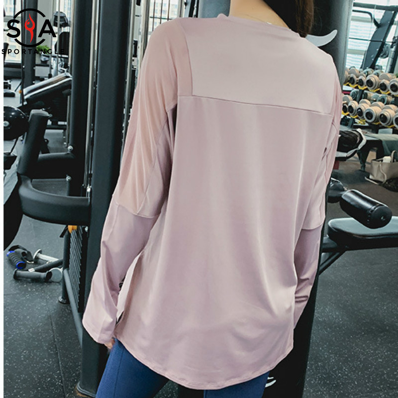 loose yoga shirt fitness running quick-drying women's long-sleeved sports Tops