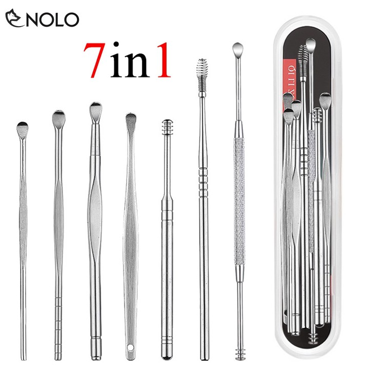 Bộ Ráy Tai 7 Món Model RT7M Chất Liệu Inox 201 Chống Gỉ Chống Hoen Ố Có Hộp Đựng Bằng Nhựa