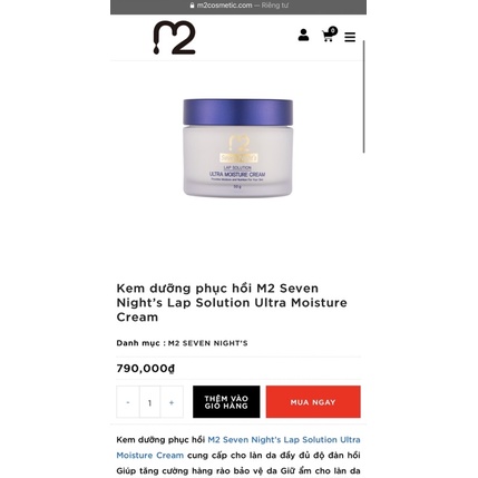 Kem dưỡng phục hồi M2 Seven Night’s Lap Solution Ultra Moisture Cream