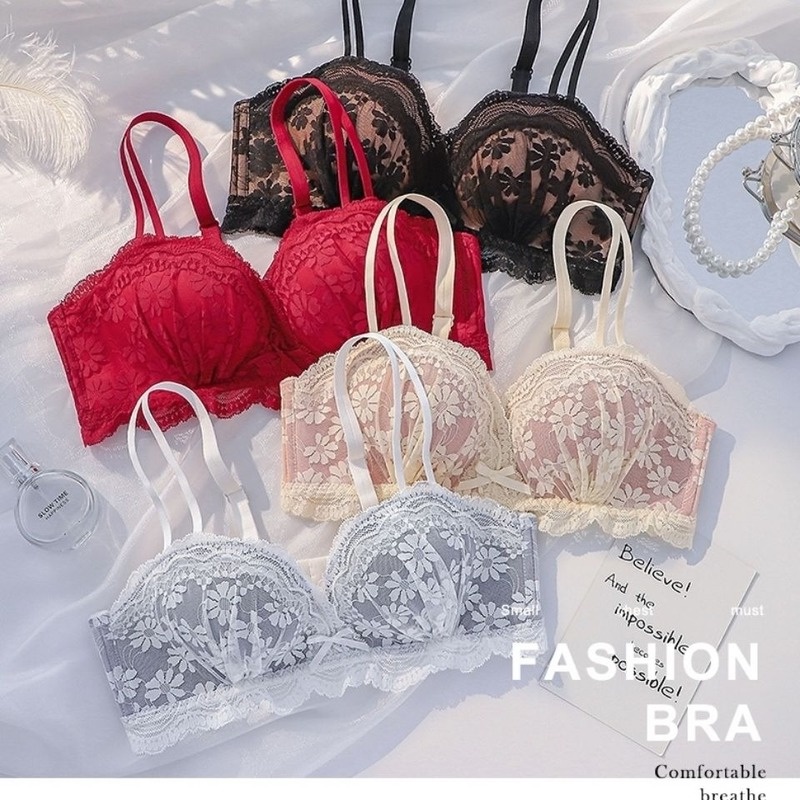 Áo Lót Nâng Ngực Không Gọng Phối Ren Phong Cách Quyến Rũ Dành Cho Nữ