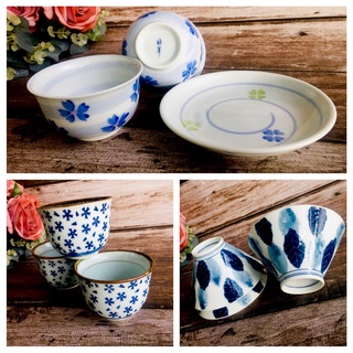 Gốm nhật - set ly trà hoa đào xanh xinh