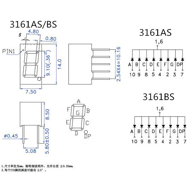 Set 10 Ống Đèn Led 0.36 Inch 1 Bit 2 Bit 3 Bit 4 Bit 0.36 "7 | BigBuy360 - bigbuy360.vn
