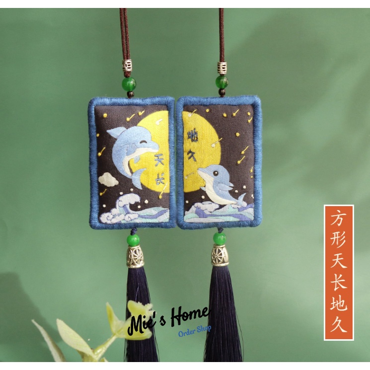 Bộ đồ thêu tay mặt dây chuyền tự làm hình tròn/ Vuông thủ công/Quà tặng đại diện tình yêu Kit DIY - Mie Handmade Shop