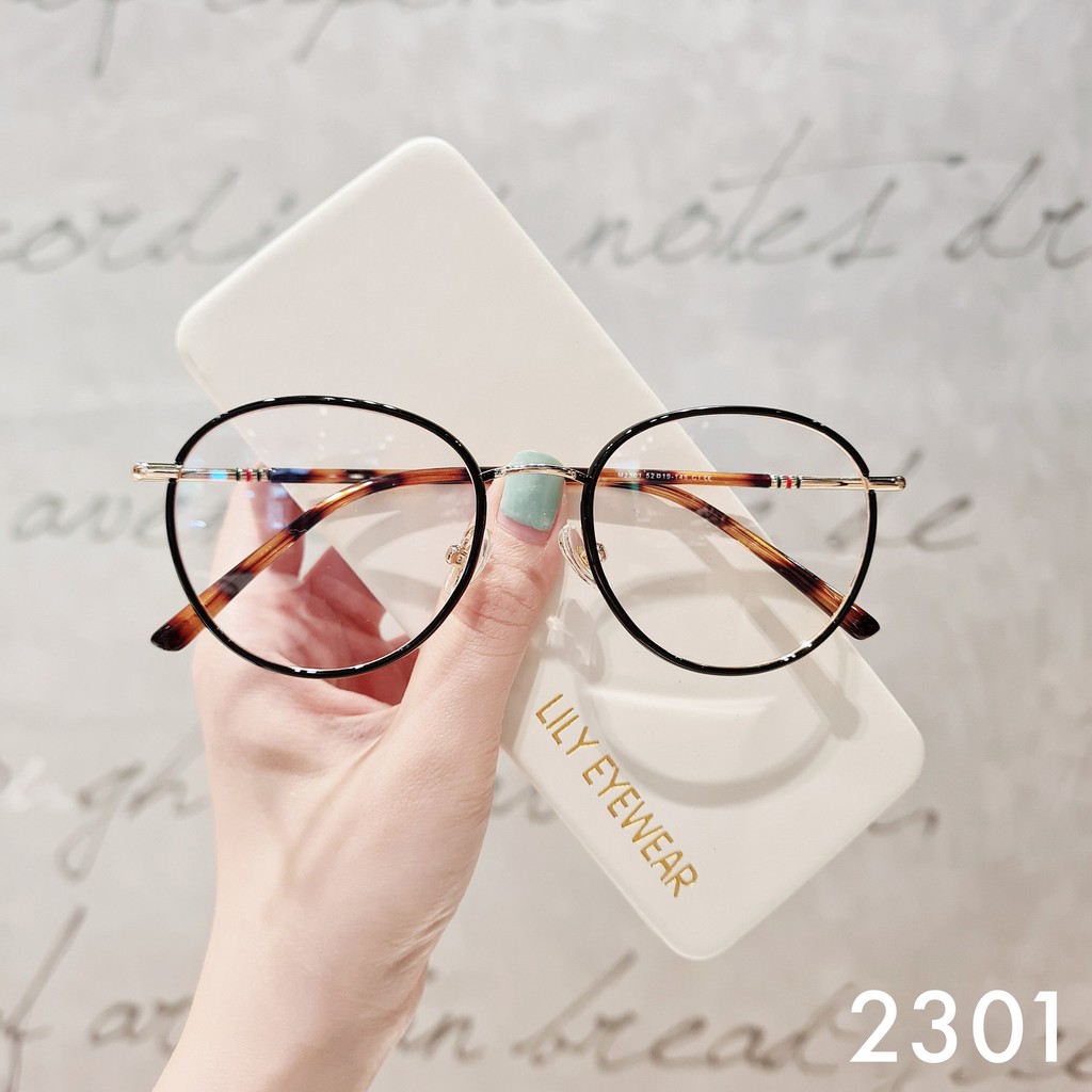 Gọng kính cận nam nữ Lilyeyewear mắt tròn kim loại gọng thanh mảnh màu sắc thời trang 2301 | BigBuy360 - bigbuy360.vn