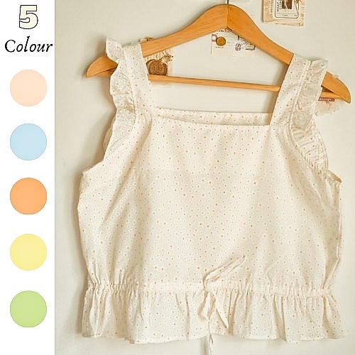 Áo dây bản to hoa nhí croptop cột nơ Áo kiểu nữ Vintage Freesize Ulzzang