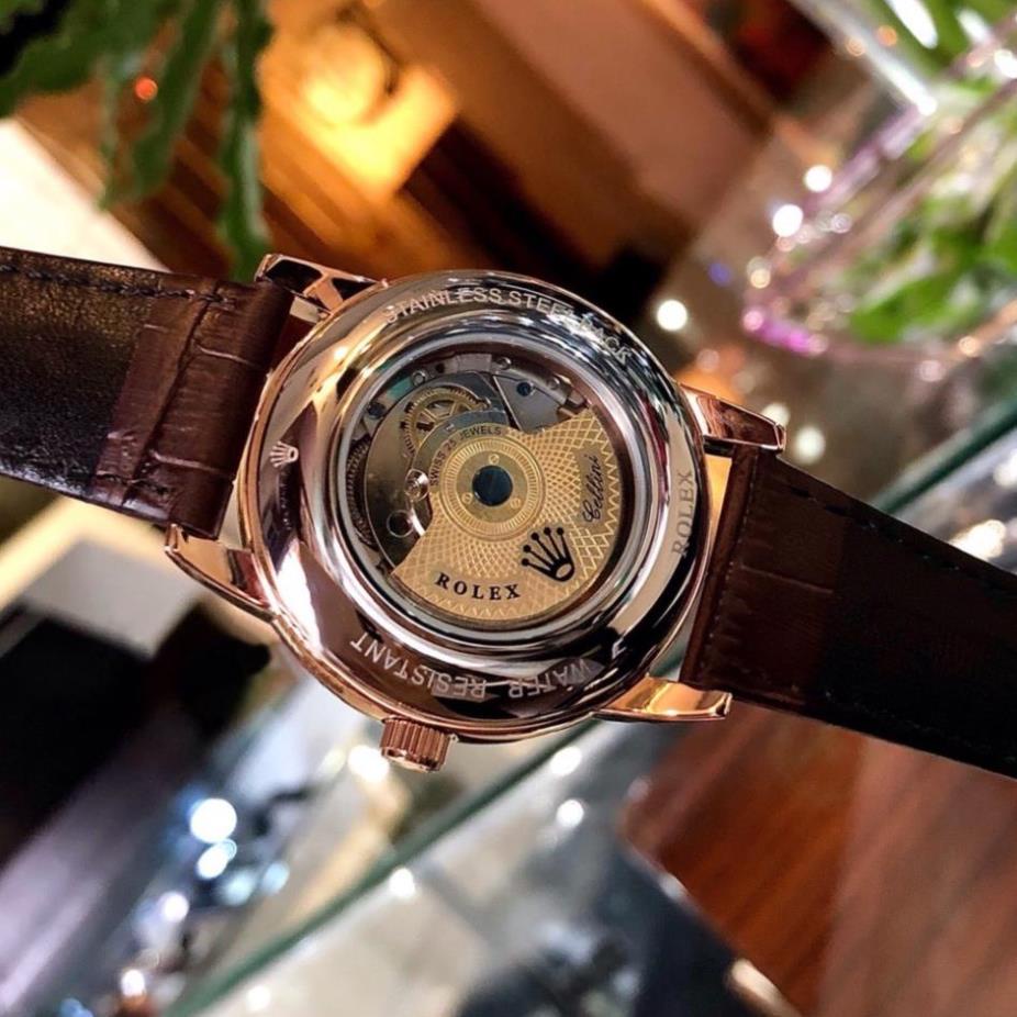 Đồng hồ Nam V789, mẫu 6 kim đính đá mặt trắng, nhiêu màu lựa chọn, dây da, dòng cơ Automatic size 40mm , Đồng hồ thật gi