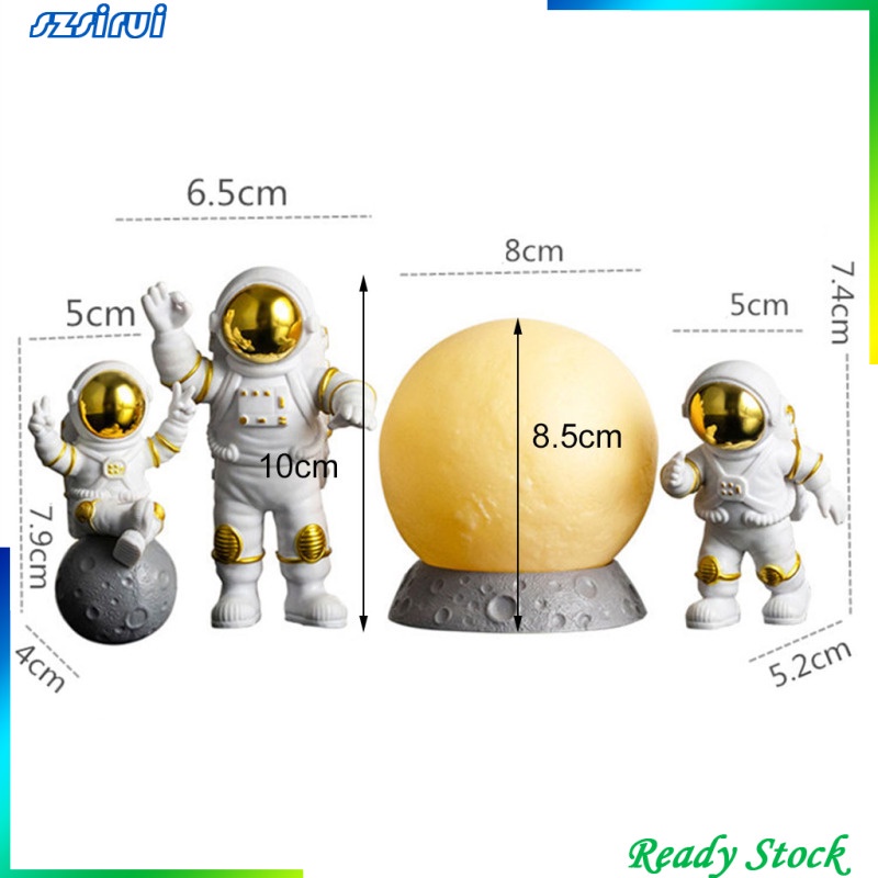 Bộ 4 Tượng Phi Hành Gia Dễ Thương Dùng Trang Trí Bàn Làm Việc