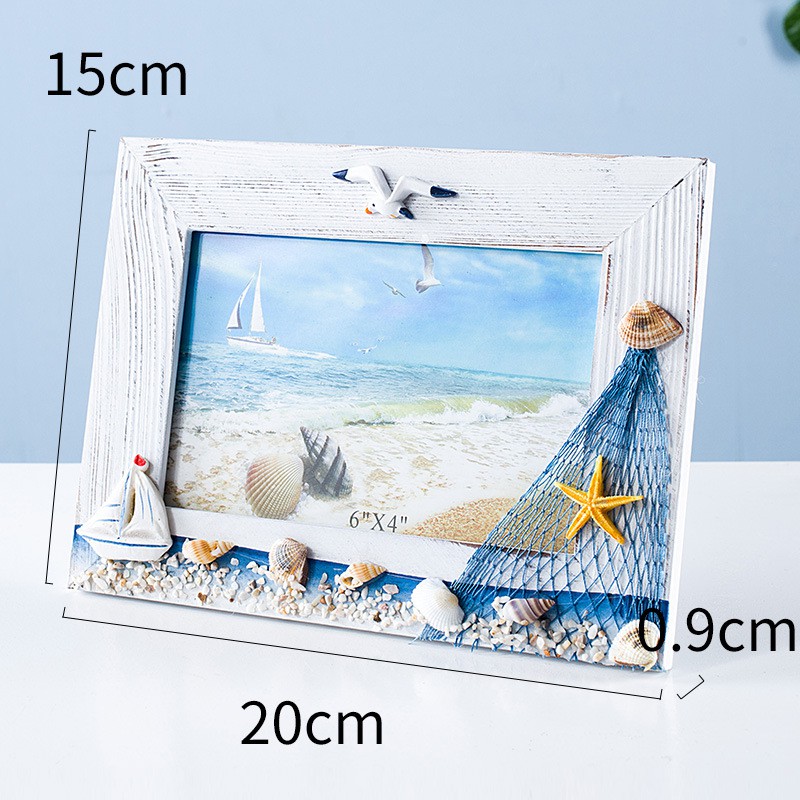 Khung ảnh trang trí kiểu gỗ cũ có lưới size 20cm và 24cm  - Decor đồ trang trí theo phong cách biển Địa Trung Hải