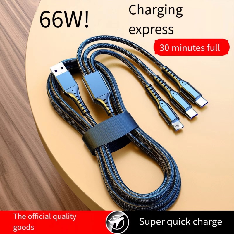 Dây Cáp Sạc Nhanh USB 3 Trong 1 Cho IPhone / Android / Type C / Xiaomi / Huawei / Samsung