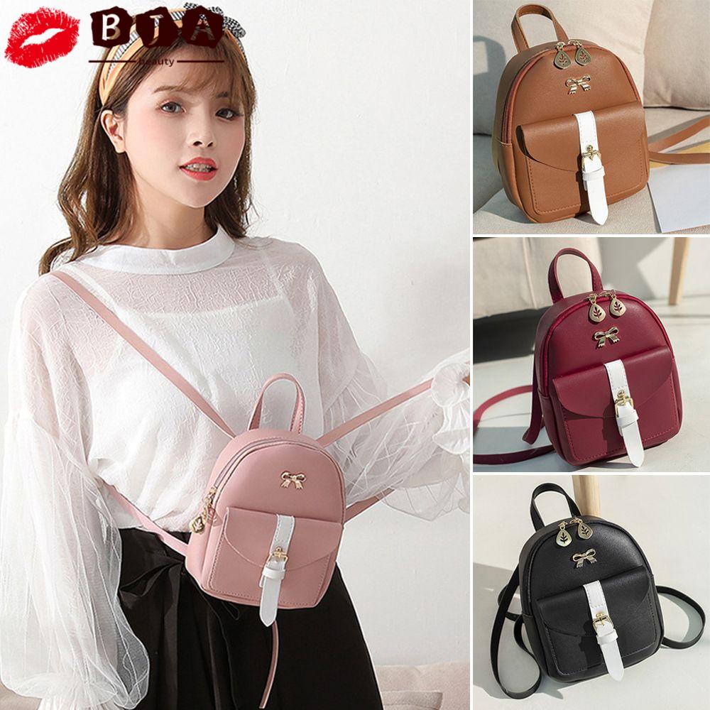 Ba Lô Da PU Mini Đính Nơ Xinh Xắn Nhiều Màu Sắc Cho Nữ