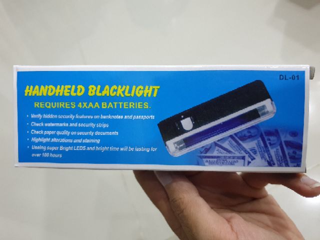 Đèn UV cầm tay soi phát hiện tiền giả, vé số, giấy tờ, tem thật hay giả, bằng tia cực tím