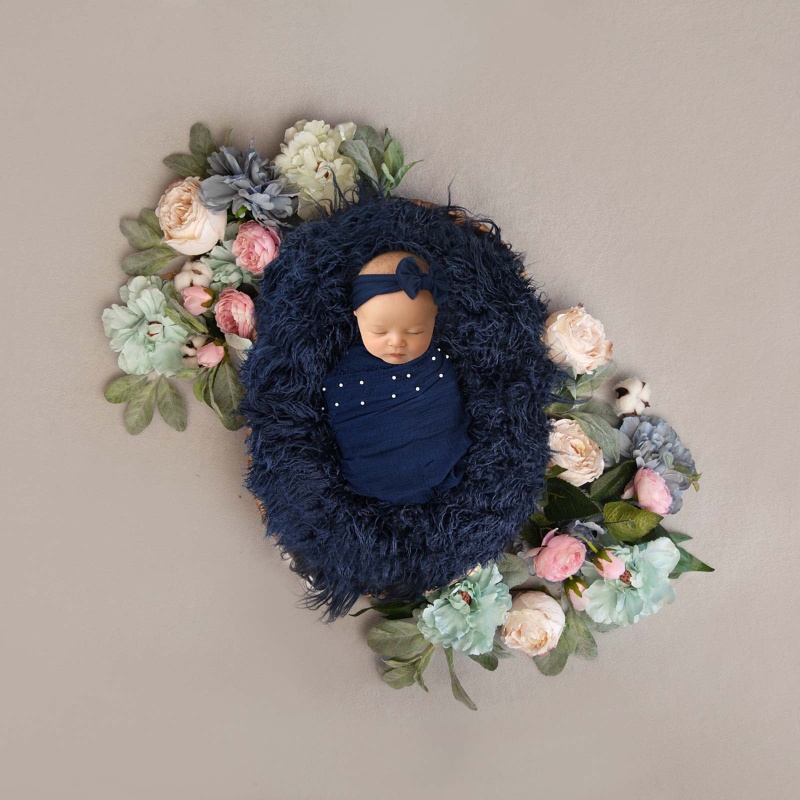 Bộ 3 Khăn Lông Quấn Bé Sơ Sinh Kèm Băng Đô Xinh Xắn