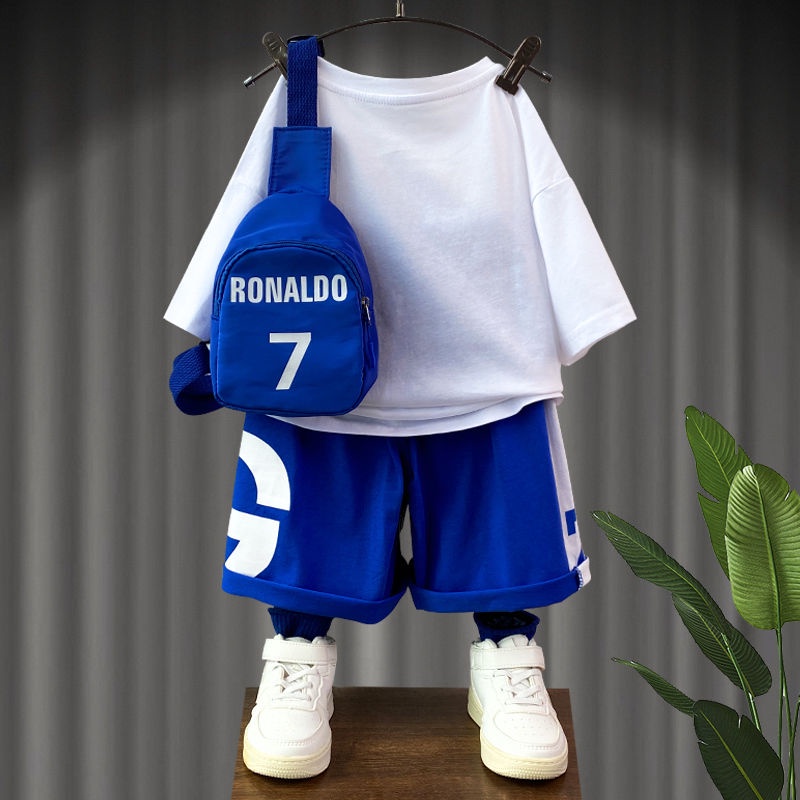 Set Áo Thun Ngắn Tay + Quần Dài Phong Cách Phương Tây Thời Trang Mùa Hè Mới Cho Bé Trai