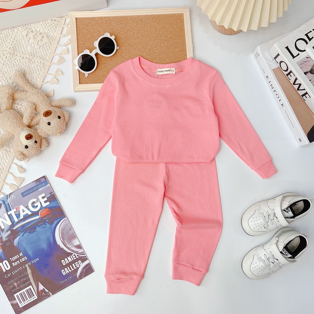 [SALE] Bộ Quần Áo Bé Gái, Bé Trai KIMCHIBABY Vải Cotton Borip Bo Gấu, Bộ Dài Tay Cho Bé Mặc Nhà Thu Đông MKMTD2213