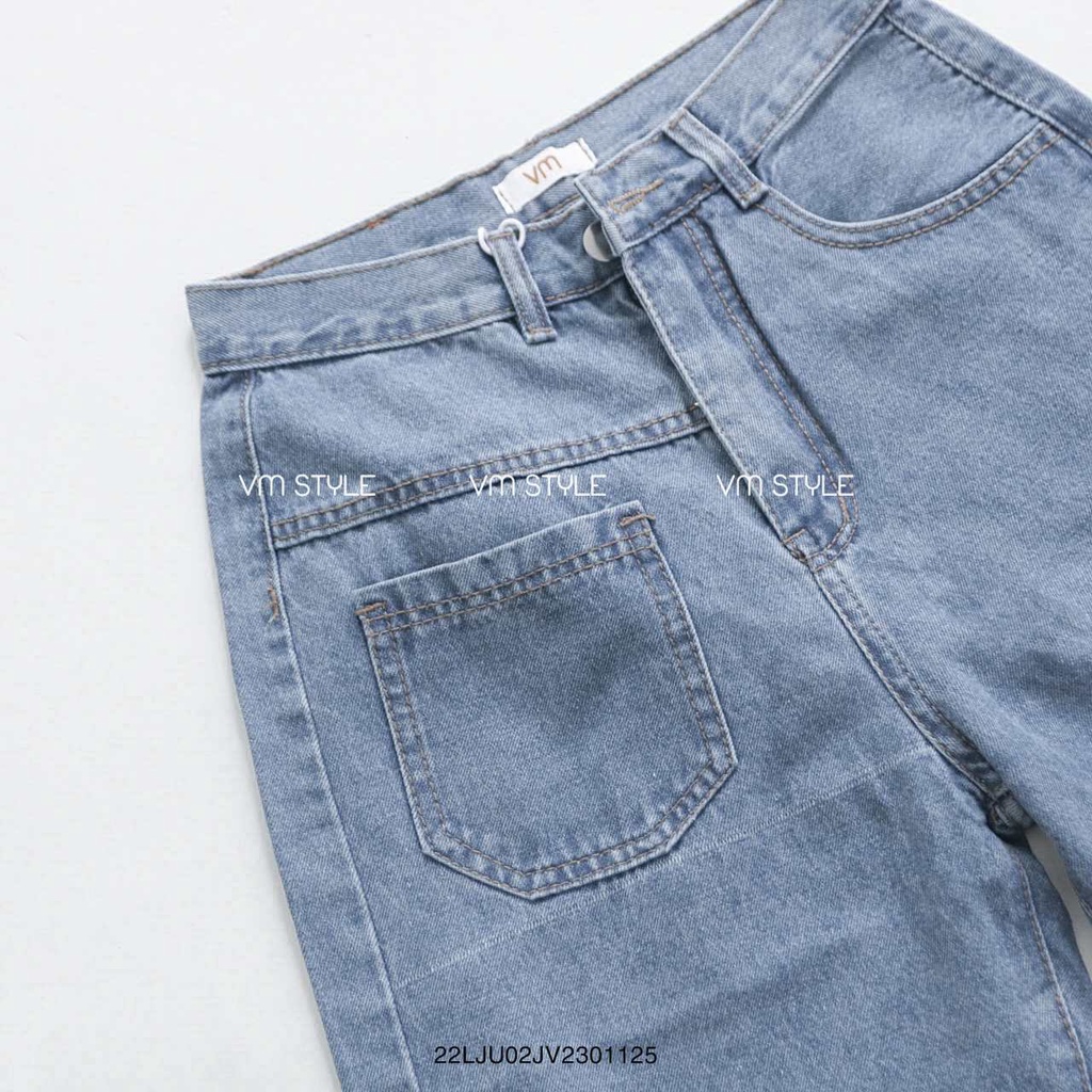 Quần short jean nữ VMSTYLE bò lửng ống rộng lai thường phối túi cá tính -576- LJU00012