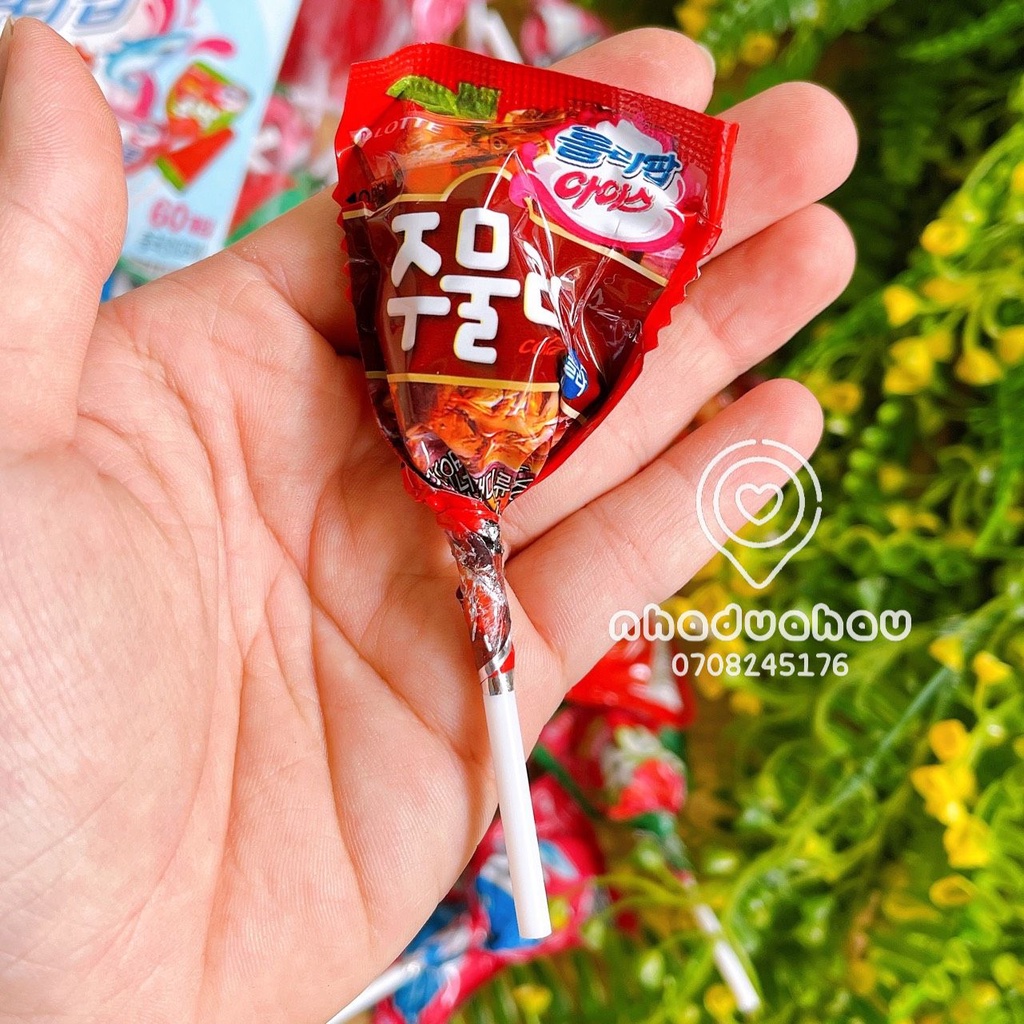 Lẻ một cây kẹo mút đủ vị sữa/cola/trái cây Lotte Hàn Quốc cây 11gam