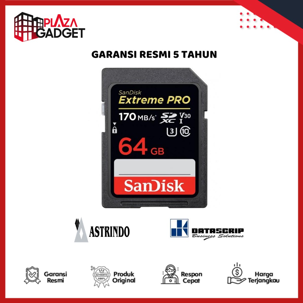 Thẻ Nhớ Sdxc 64gb 170mbps 90mbps Hiệu Sandisk