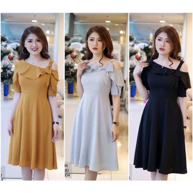 Bán sỉ♥️Hàng thiết kế♥️Đầm xoè trễ vai dây nơ V304