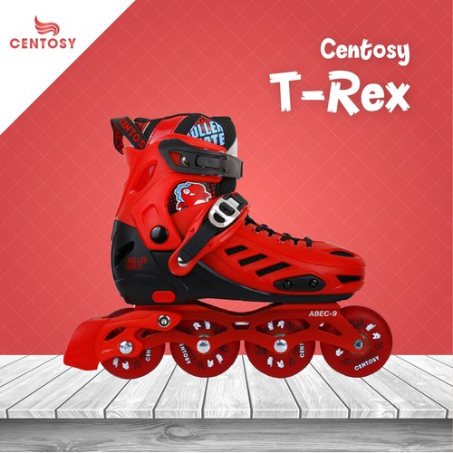 Giày patin trẻ em, 8 bánh phát sáng, Giày Trượt Patin Centosy T-rex chính hãng màu Đỏ PATINO