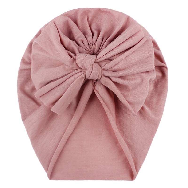 Băng đô turban mềm mại co giãn màu trơn thắt nơ cho bé gái