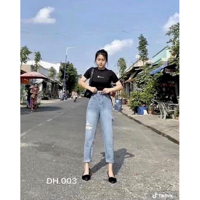 Quần bagy bò khói rách mã 003 DH12 TTPM