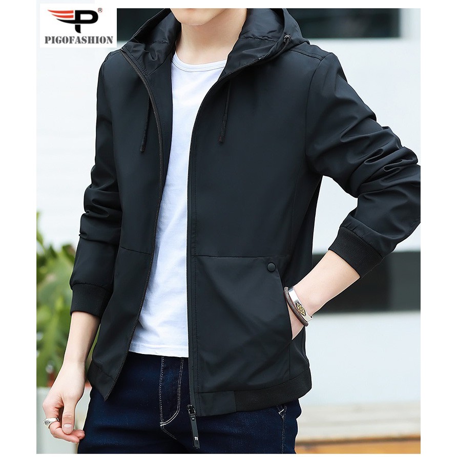 Áo khoác dù nam có nón Pigofashion AK23 (xanh đen) | BigBuy360 - bigbuy360.vn