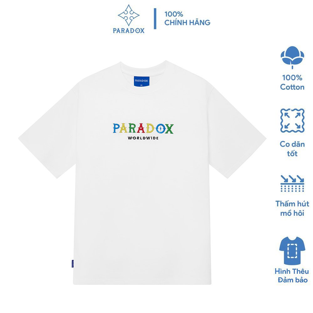Áo thun form rộng Paradox tay lỡ - Unisex - In hình - THE GLEAM - Màu trắng