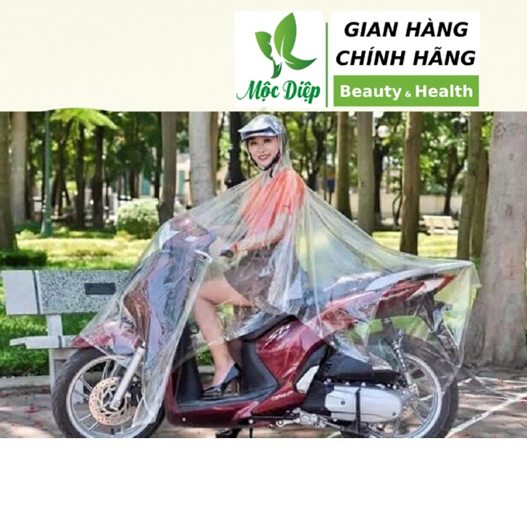 Áo mưa 2 đầu 1 người, loại trong suốt, loại phản quang có kính che mặt cánh rơi dùng cho hai người một người - Mộc Diệp